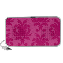 hot pink on pink chic damask pattern design iPhone speakers