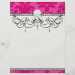 hot pink on pink chic damask pattern full color flyer