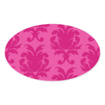 hot pink on pink chic damask pattern sticker