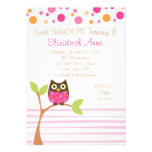 Hot Pink Owl Invitation