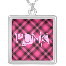 Hot Pink Plaid, Punk or Preppy, Punk's Not Dead Pendants