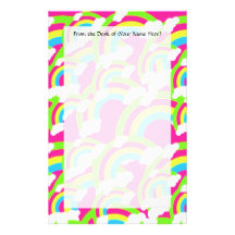 Hot Pink Rainbow Pattern Stationery Design
