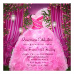 Hot Pink Rose Quinceanera Personalised Invites