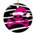 Hot Pink Santa Skull Christmas Tree Ornaments