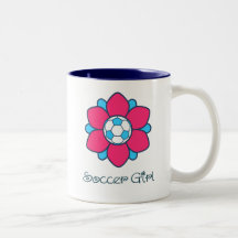 Hot Pink Soccer Girl Mugs