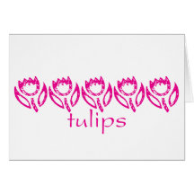 Hot Pink Tulips five kisses Cards
