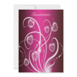 Hot Pink White Flower Streamers Birthday Party Custom Announcement