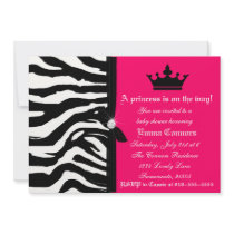 Hot Pink Zebra Baby Shower Announcement