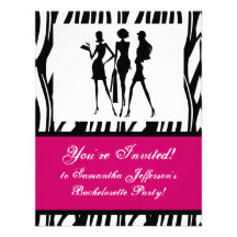 Hot Pink Zebra Party Invitation
