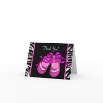 Hot Pink Zebra Pink Black Baby Girl Thank You Card