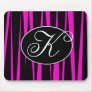 Hot Pink Zebra Stripes Monogrammmed Mouse Pads