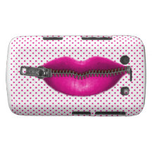 hot pink zipped lips on polka dots blackberry bold case