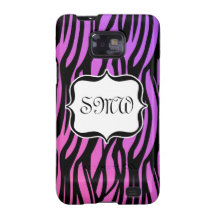 Hot Purple/Pink Zebra Stripes Monogram Galaxy S2 Covers