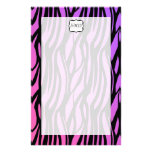 Hot Purple/Pink Zebra Stripes Monogram Custom Stationery