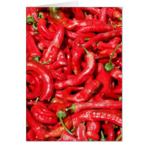 Hot Red Chilli Peppers Outdoors in the Summer Sun Card