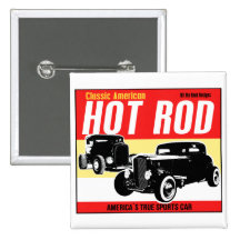 Hot Rod - Classic American Sports Car Pinback Button