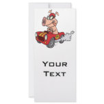hot rod hog pig racing in car cartoon rack cards