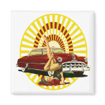 Hot Rod Pin Up Girl Fridge Magnet