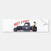 Hot Rod Truck with a Girl Bumper Stickers