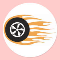Hot rod wheel with flames stickers