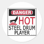 Hot Steel Drum Player Round Sticker