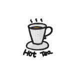 Hot tea (black outline) embroidered shirts