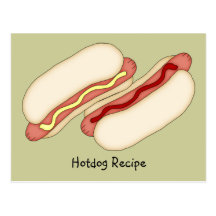 Hotdog Recipe Card Postcard