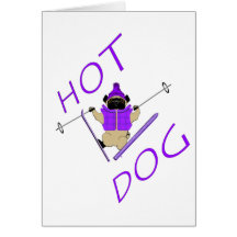 Hotdog Skiing Pug Card