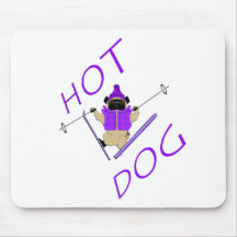 Hotdog Skiing Pug Mousepad