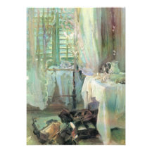 Hotel Room by Sargent, Vintage Victorian Fine Art Personalised Invitations