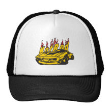 Hotrod Vette Flames Mesh Hats
