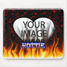 Hottie fire and flames Red marble Mousemats