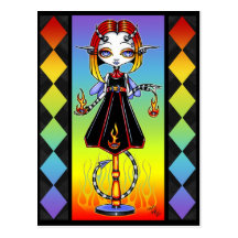 Hotty Pixie Stick Fire Starter Rainbow Postcard