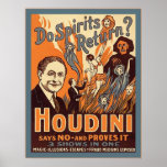Houdini ~ Do Spirits Return? ~ Vintage Magician Print