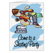 Hound Dog Ice Skating Party Cards