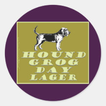 Hound Grog Day Gold Lager Round Stickers