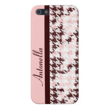 houndstooth pink and brown collage cover for iPhone 5