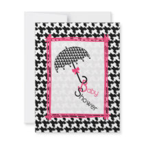Houndstooth Umbrella Baby Shower Invitation