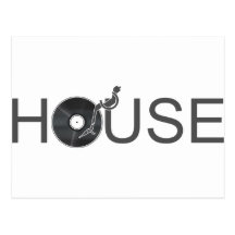 House DJ Turntable - Music Disc Jockey Vinyl Post Cards