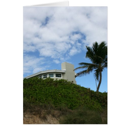 House on Hill with sky and palm tree in Florida Card