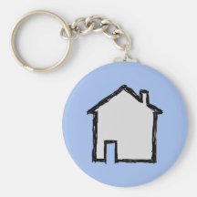 House Sketch. Black and Blue. Keychains
