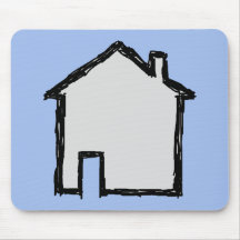 House Sketch. Black and Blue. Mousemat