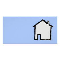 House Sketch. Black and Blue. Photo Greeting Card