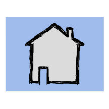 House Sketch. Black and Blue. Postcards