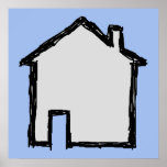 House Sketch. Black and Blue. Posters