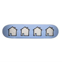 House Sketch. Black and Blue. Skateboard