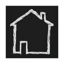 House Sketch. Grey and Black. Gallery Wrapped Canvas