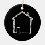 House Sketch. Grey and Black. Christmas Ornament