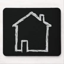 House Sketch. Grey and Black. Mouse Mat