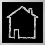 House Sketch. Grey and Black. Poster